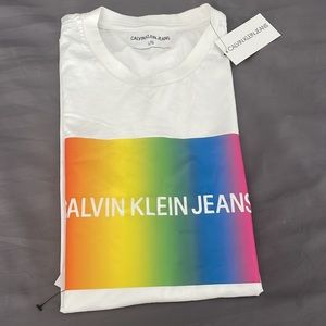 Calvin Klein White T-shirt Size L New With Tags Pride Edition 🌈